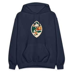 Guam Seal Floral Adult Heavy Blend Pullover Hoodie - navy