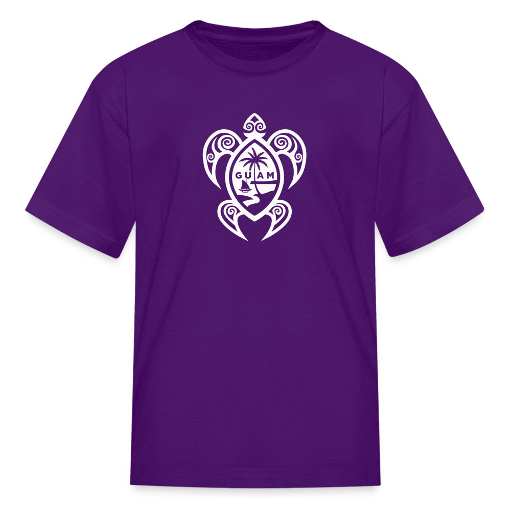 Guam Tribal Turtle Youth Kids' T-Shirt - purple