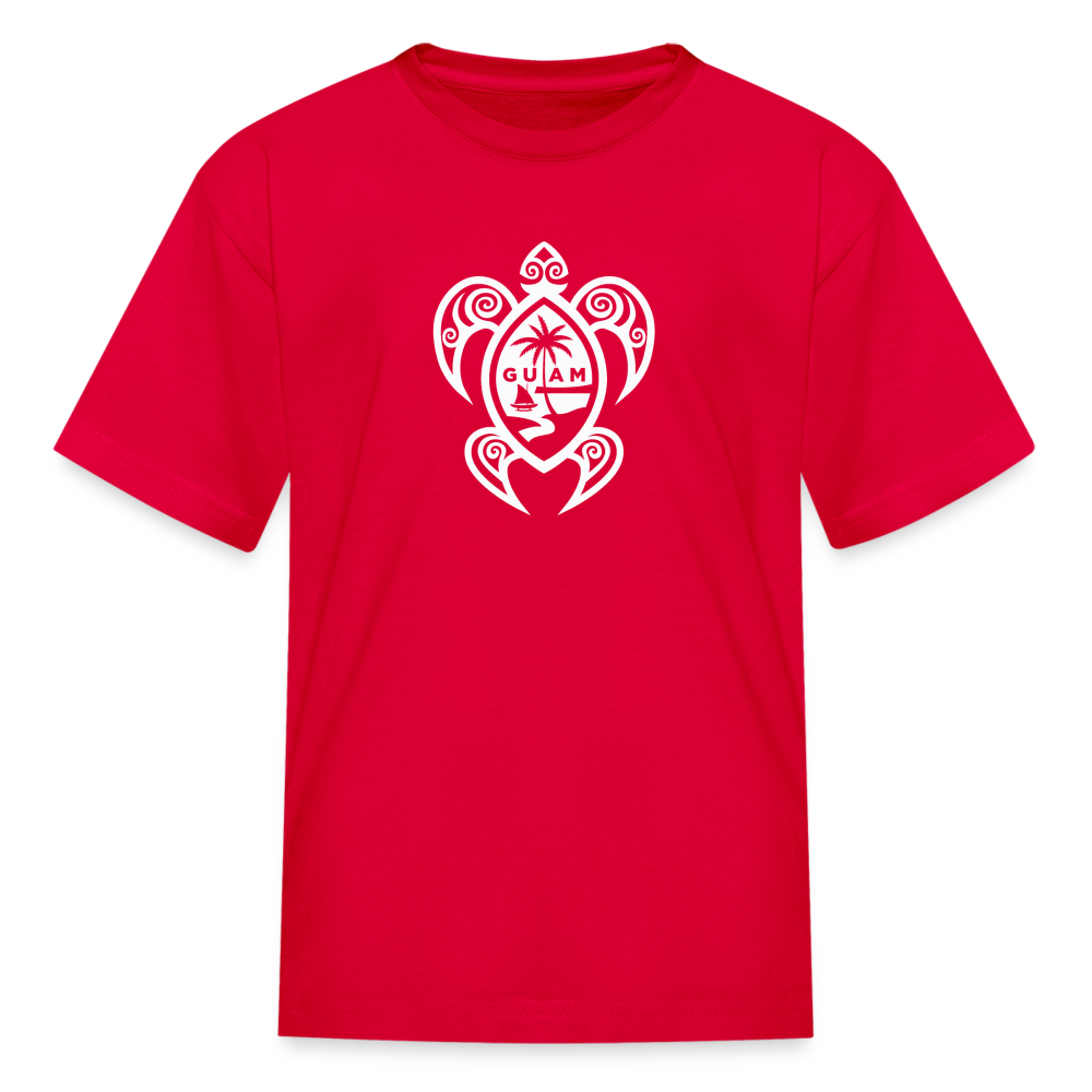 Guam Tribal Turtle Youth Kids' T-Shirt - red