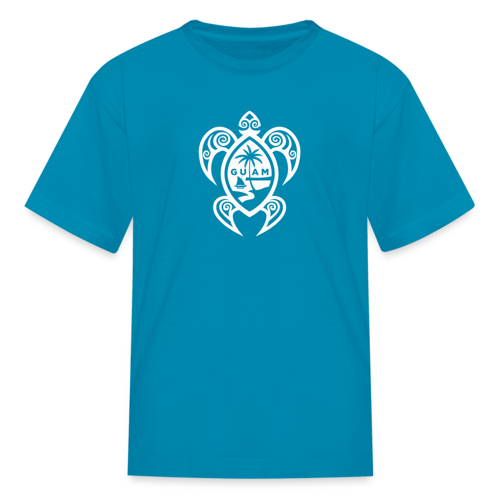 Guam Tribal Turtle Youth Kids' T-Shirt - turquoise