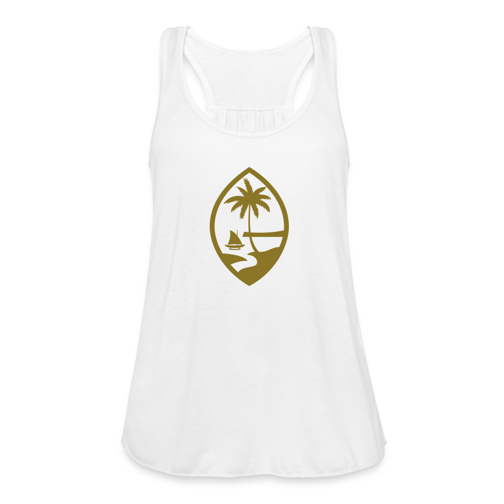 Guam Seal Metallic Gold Women's Flowy Racerback Tank Top - white