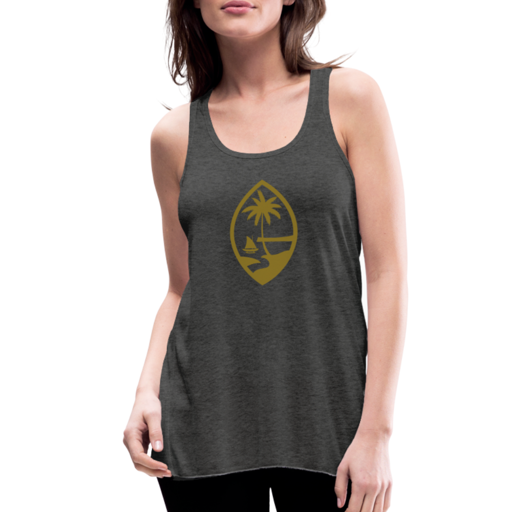 Guam Seal Metallic Gold Women's Flowy Racerback Tank Top - deep heather