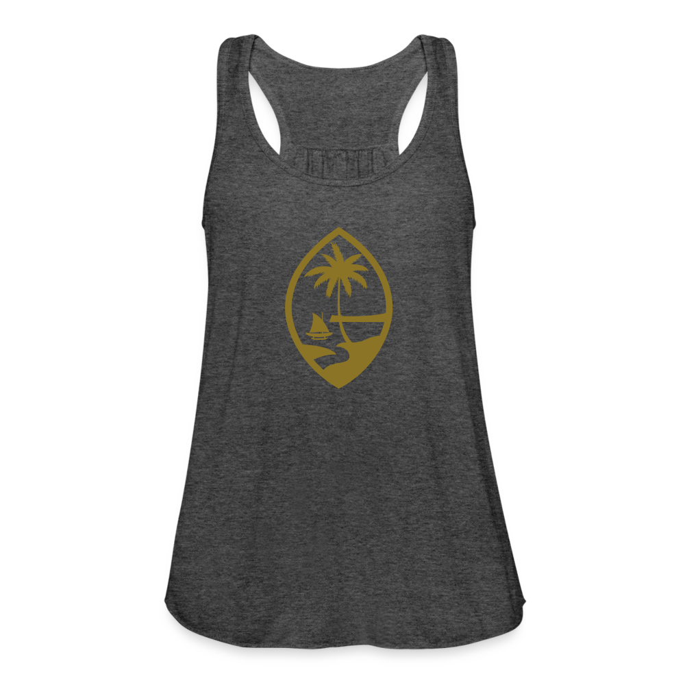 Guam Seal Metallic Gold Women's Flowy Racerback Tank Top - deep heather