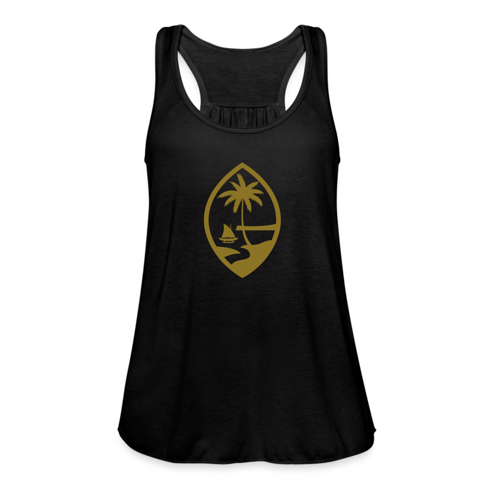 Guam Seal Metallic Gold Women's Flowy Racerback Tank Top - black