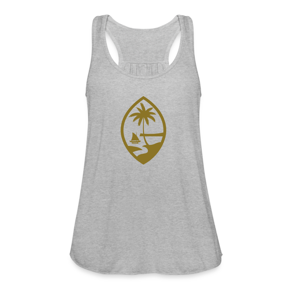 Guam Seal Metallic Gold Women's Flowy Racerback Tank Top - heather gray