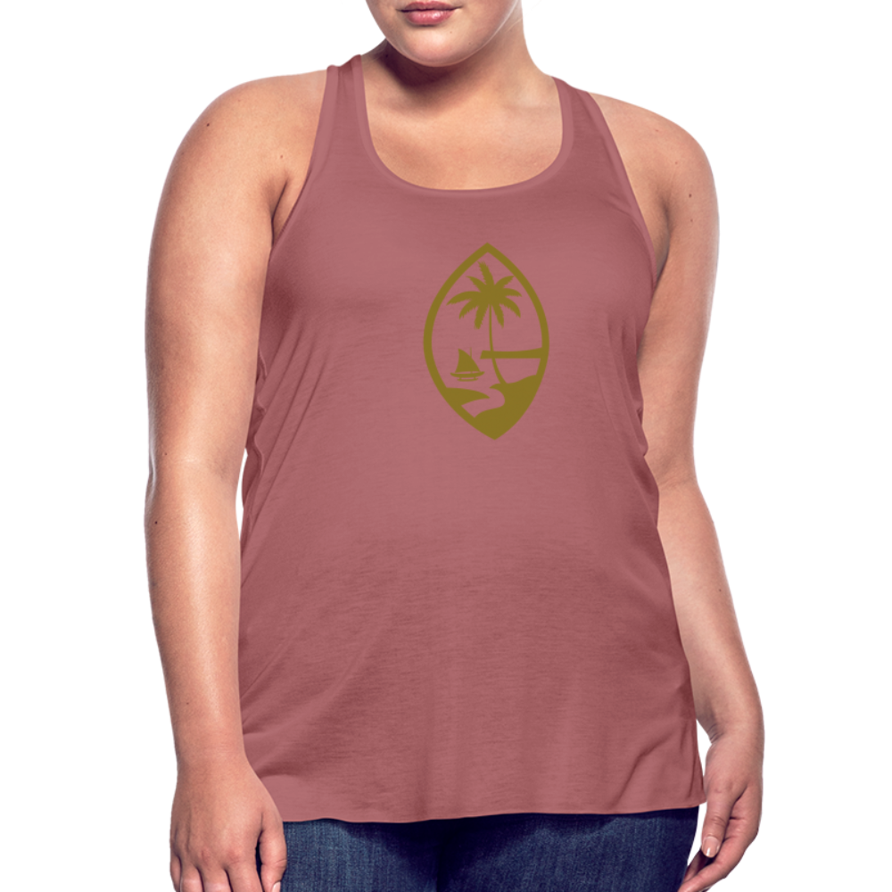 Guam Seal Metallic Gold Women's Flowy Racerback Tank Top - mauve