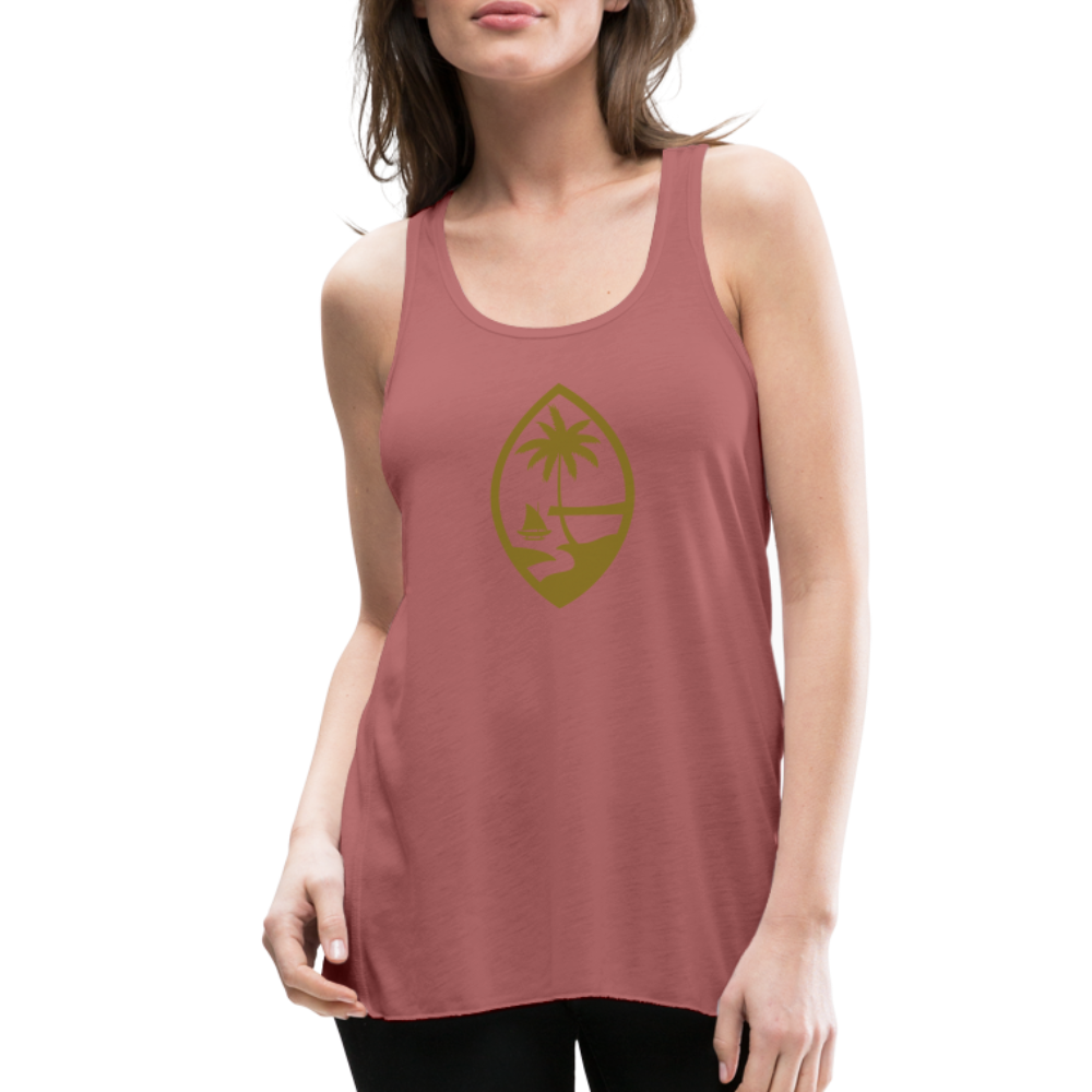 Guam Seal Metallic Gold Women's Flowy Racerback Tank Top - mauve