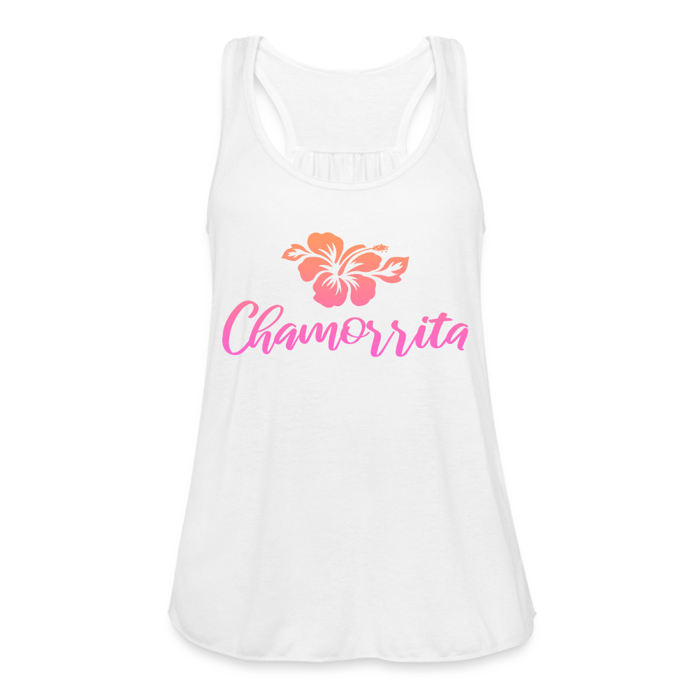 Chamorrita Hibiscus Women's Flowy Racerback Tank Top - white