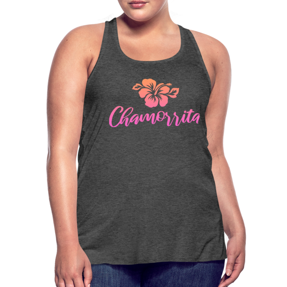 Chamorrita Hibiscus Women's Flowy Racerback Tank Top - deep heather