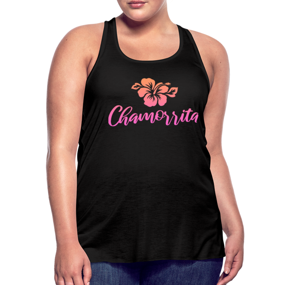 Chamorrita Hibiscus Women's Flowy Racerback Tank Top - black