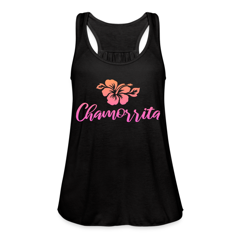 Chamorrita Hibiscus Women's Flowy Racerback Tank Top - black