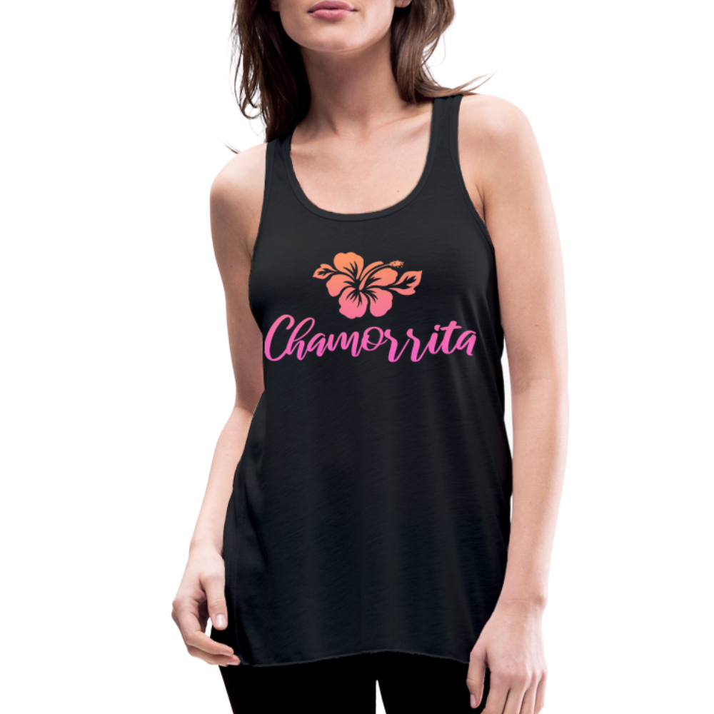 Chamorrita Hibiscus Women's Flowy Racerback Tank Top - black