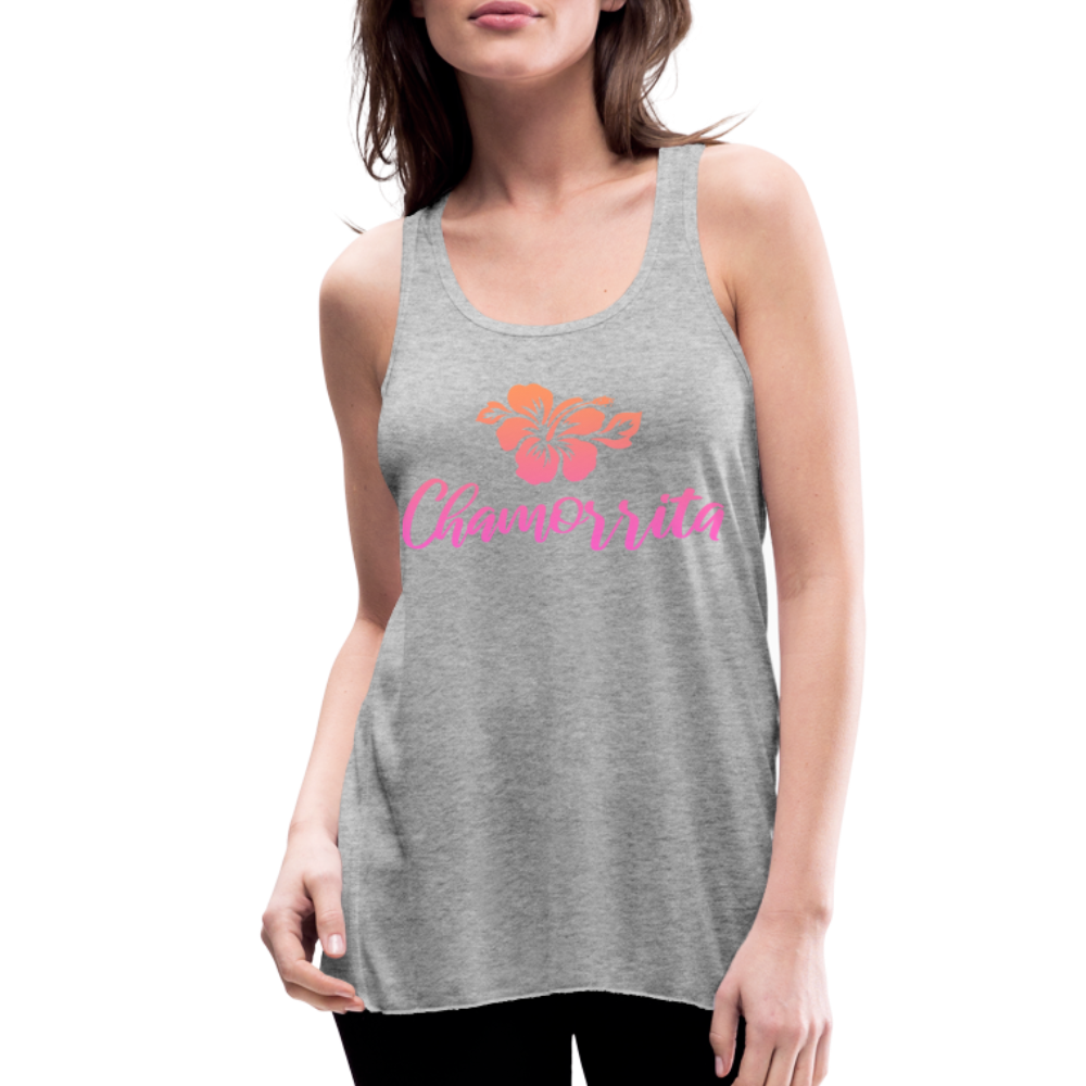 Chamorrita Hibiscus Women's Flowy Racerback Tank Top - heather gray