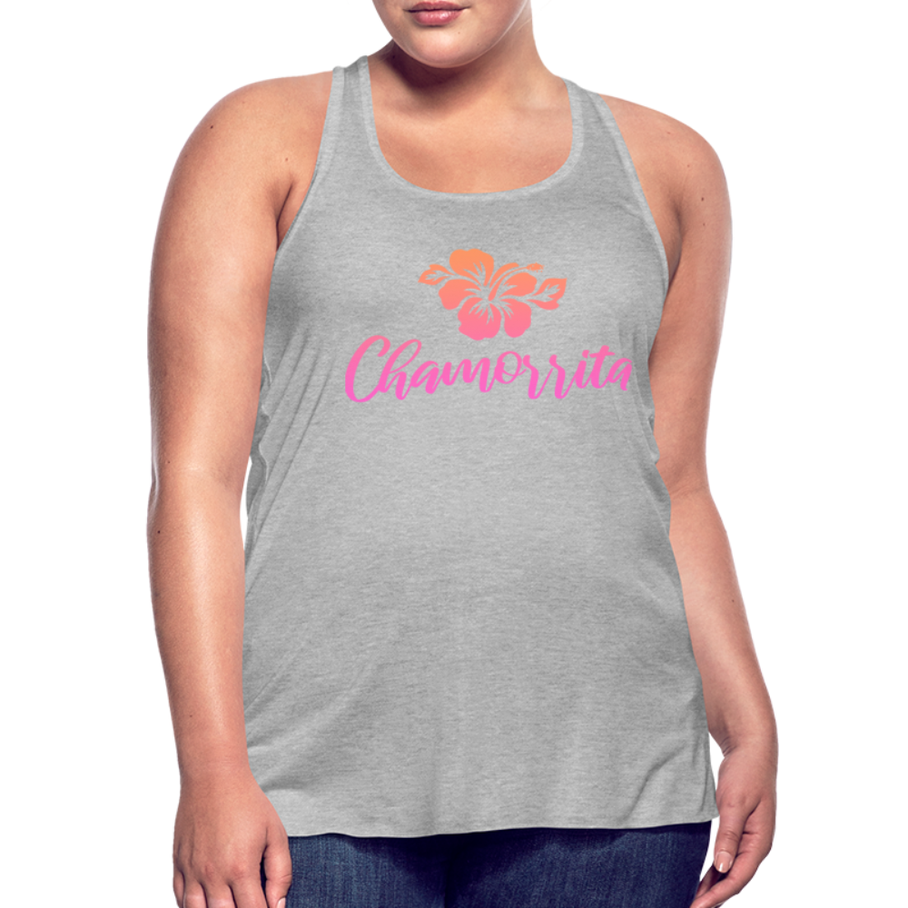 Chamorrita Hibiscus Women's Flowy Racerback Tank Top - heather gray