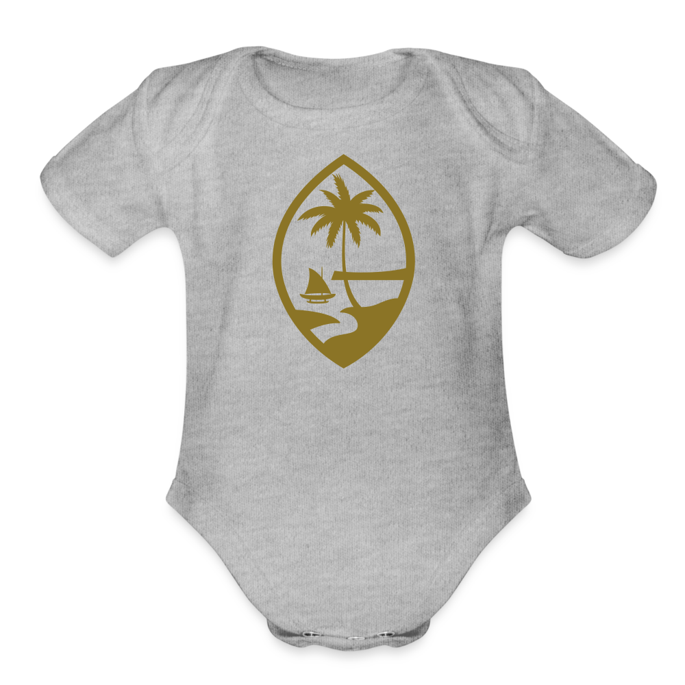 Guam Seal Gold Foil Organic Short Sleeve Baby Bodysuit - heather grey