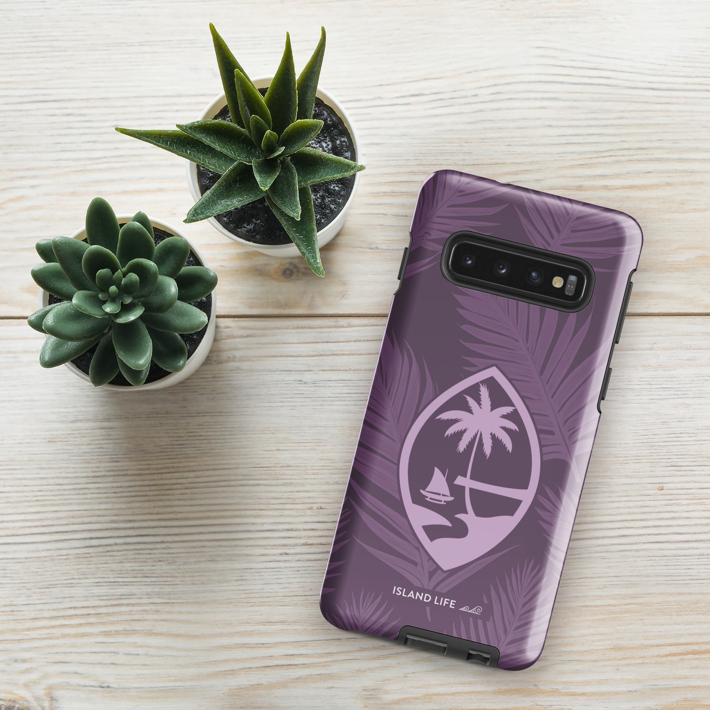 Guam Modern Leaves Purple Premium Glossy Tough Phone Case for Samsung®