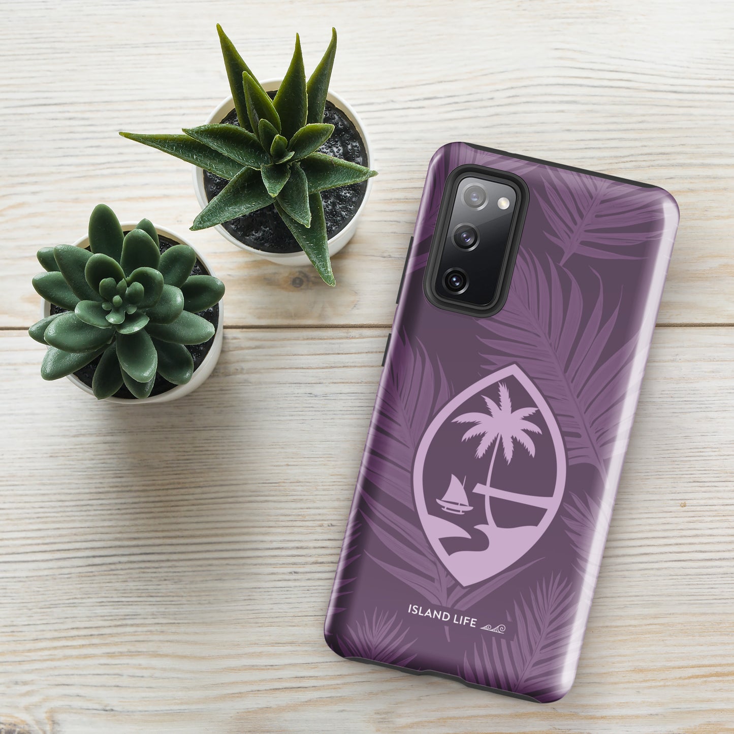 Guam Modern Leaves Purple Premium Glossy Tough Phone Case for Samsung®