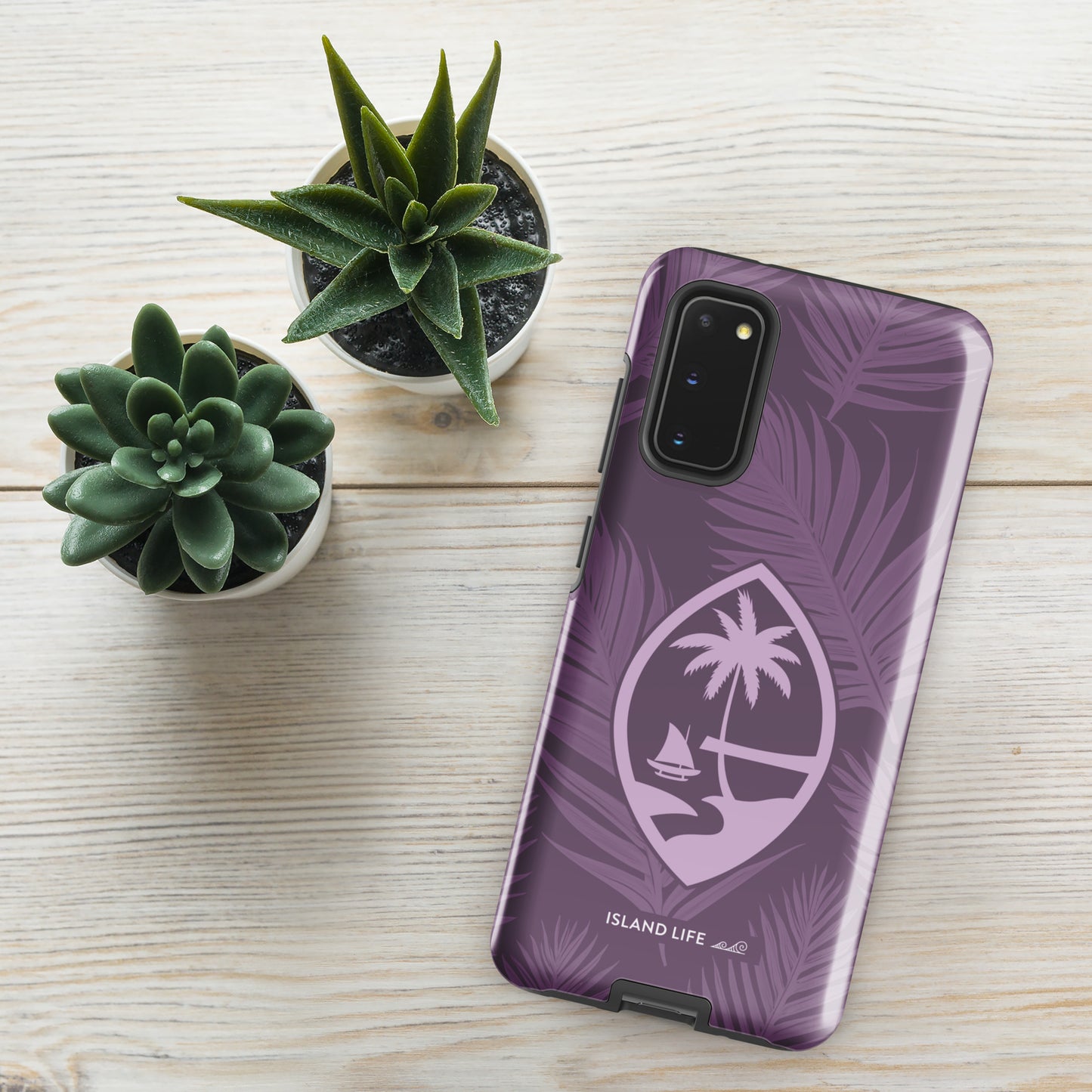 Guam Modern Leaves Purple Premium Glossy Tough Phone Case for Samsung®