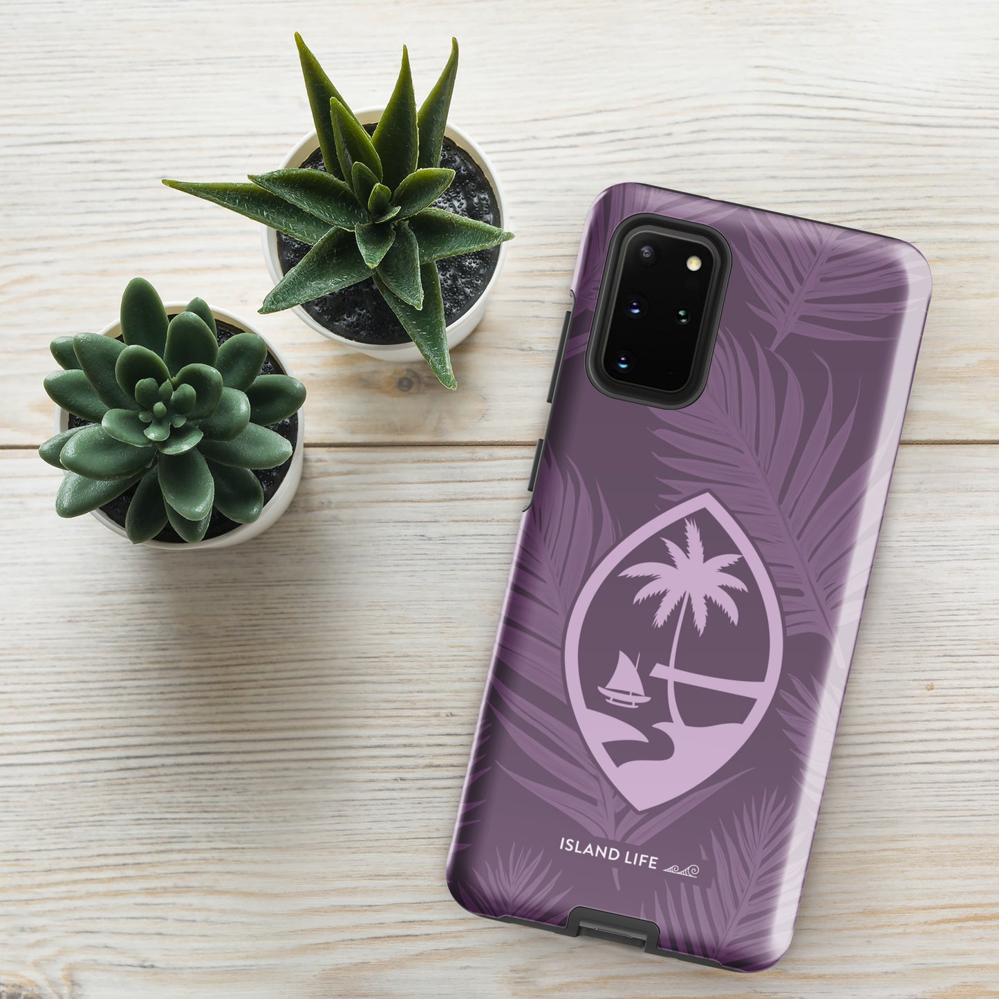 Guam Modern Leaves Purple Premium Glossy Tough Phone Case for Samsung®