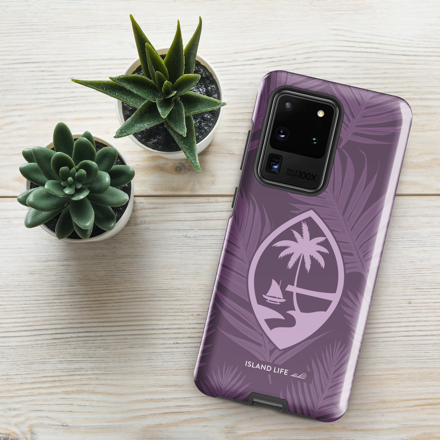 Guam Modern Leaves Purple Premium Glossy Tough Phone Case for Samsung®