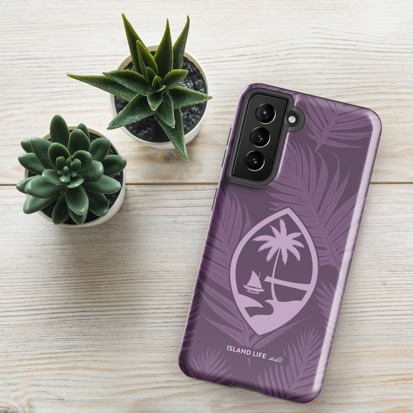 Guam Modern Leaves Purple Premium Glossy Tough Phone Case for Samsung®