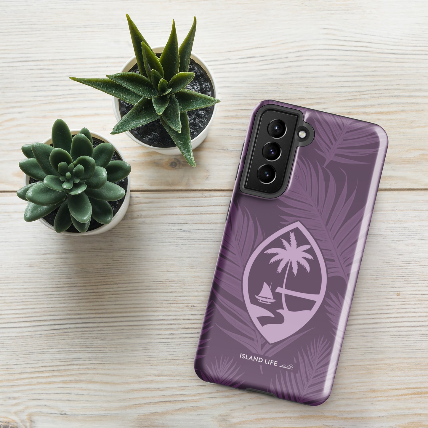 Guam Modern Leaves Purple Premium Glossy Tough Phone Case for Samsung®