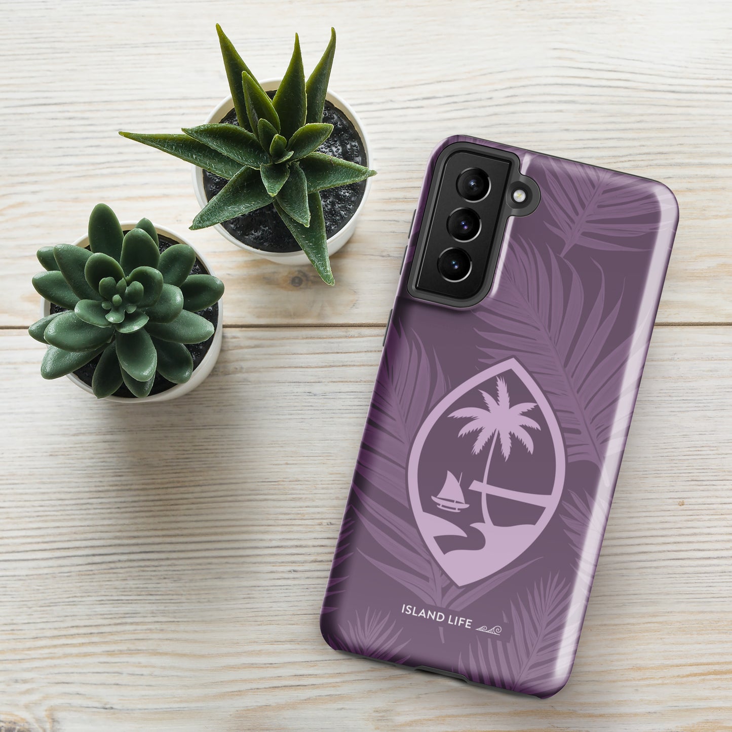 Guam Modern Leaves Purple Premium Glossy Tough Phone Case for Samsung®