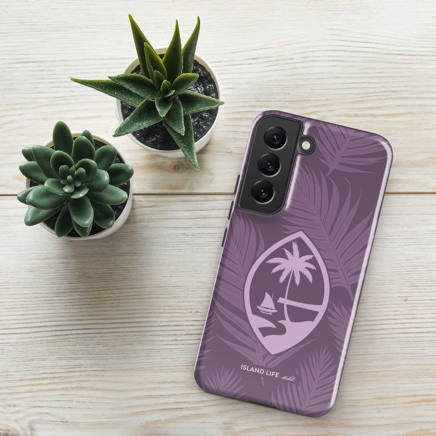 Guam Modern Leaves Purple Premium Glossy Tough Phone Case for Samsung®