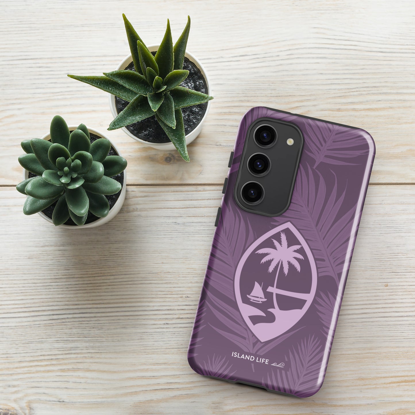 Guam Modern Leaves Purple Premium Glossy Tough Phone Case for Samsung®