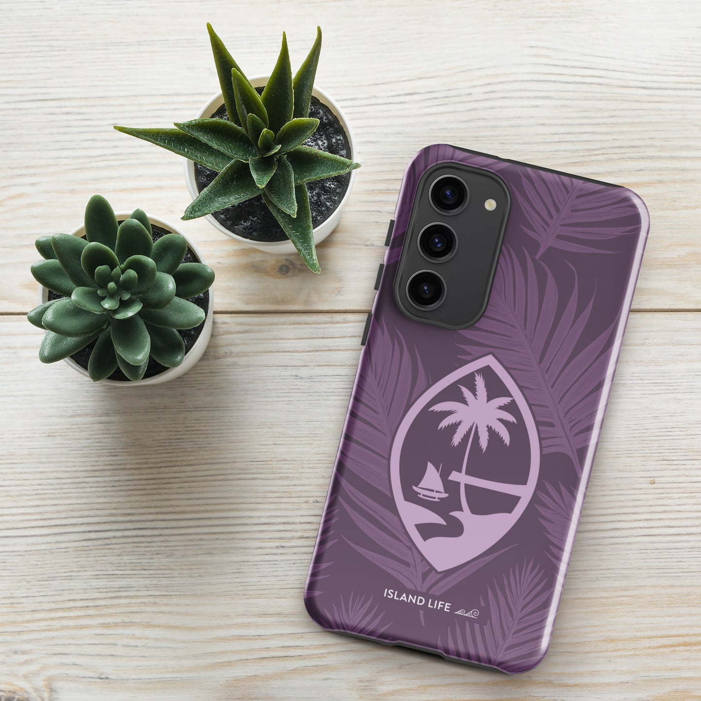 Guam Modern Leaves Purple Premium Glossy Tough Phone Case for Samsung®