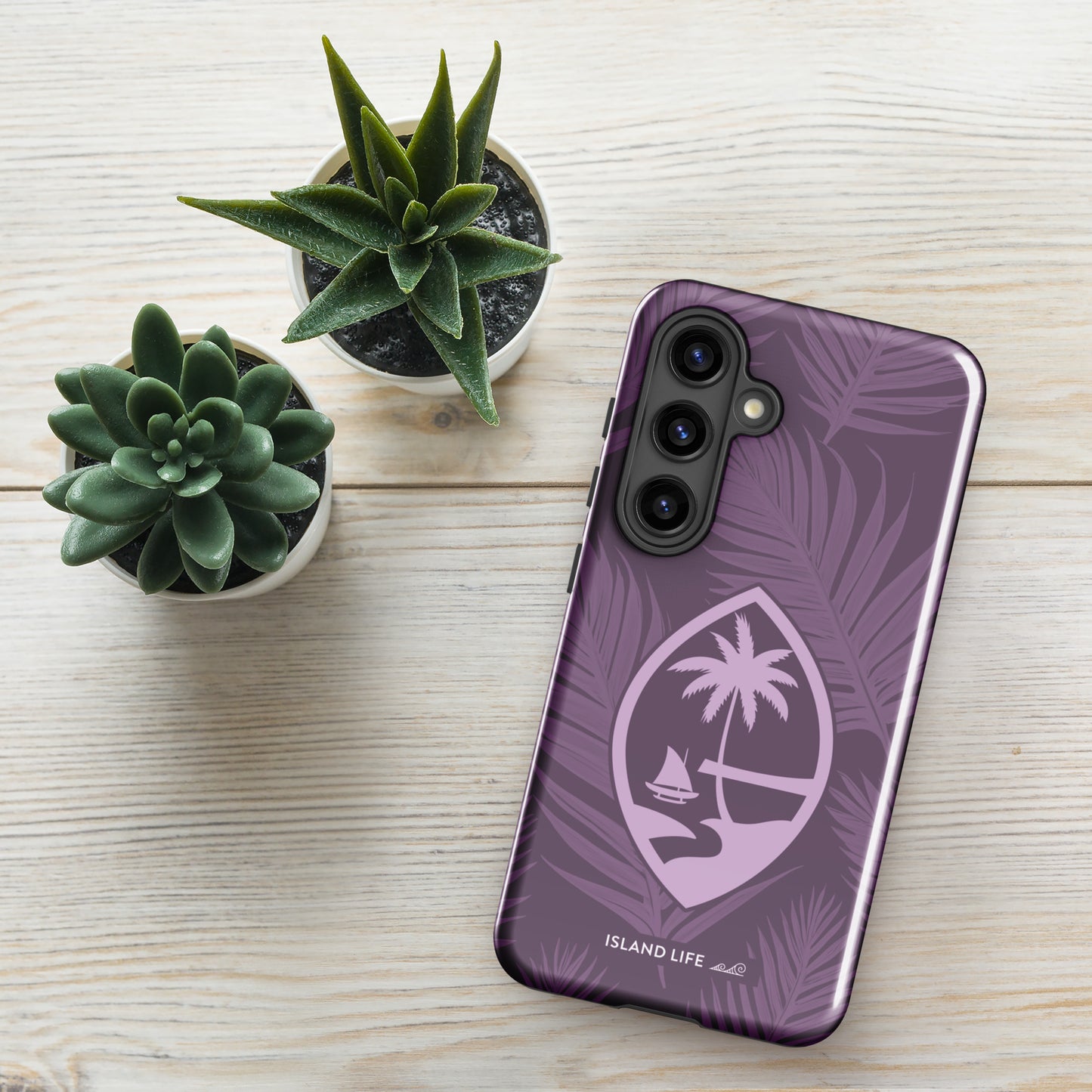 Guam Modern Leaves Purple Premium Glossy Tough Phone Case for Samsung®