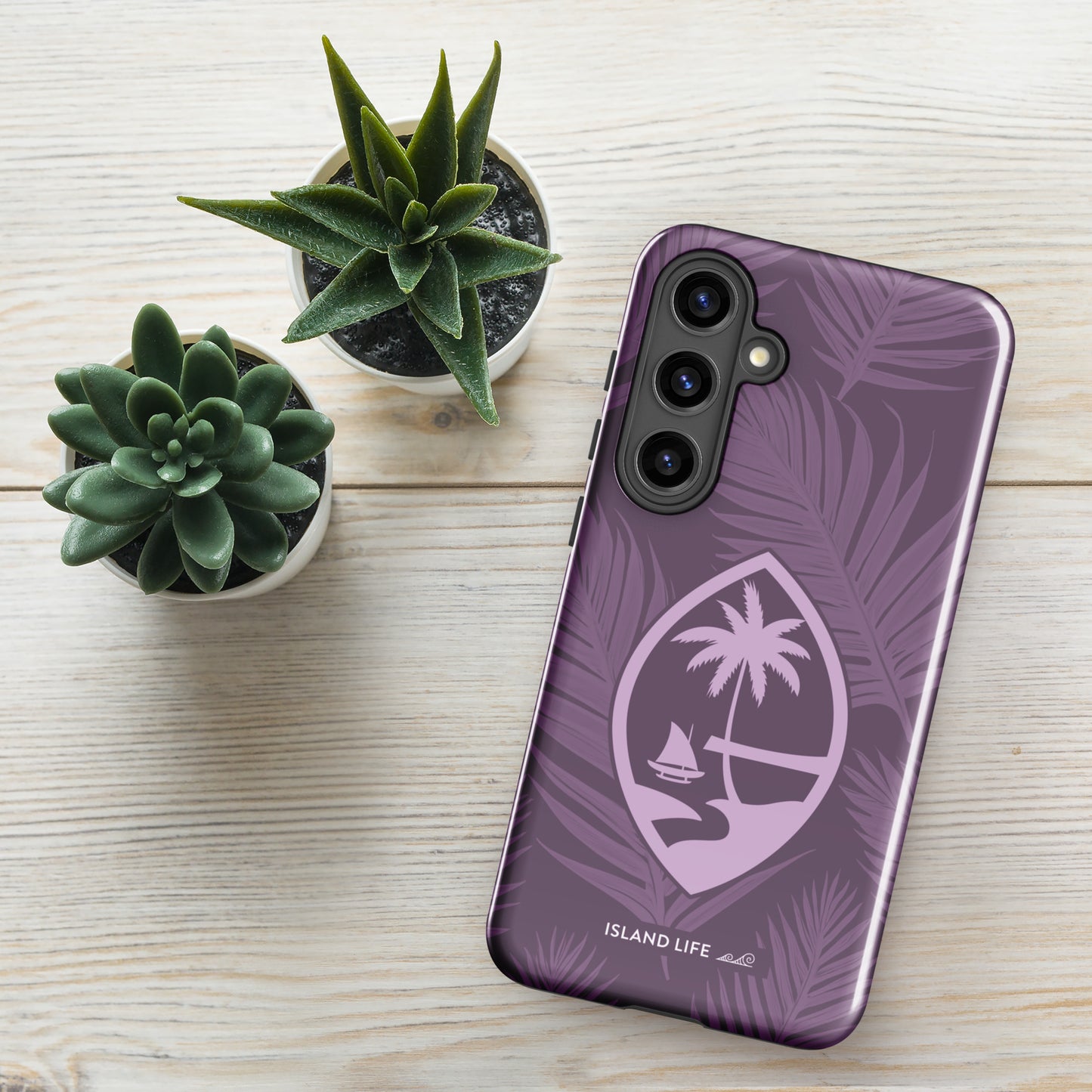 Guam Modern Leaves Purple Premium Glossy Tough Phone Case for Samsung®