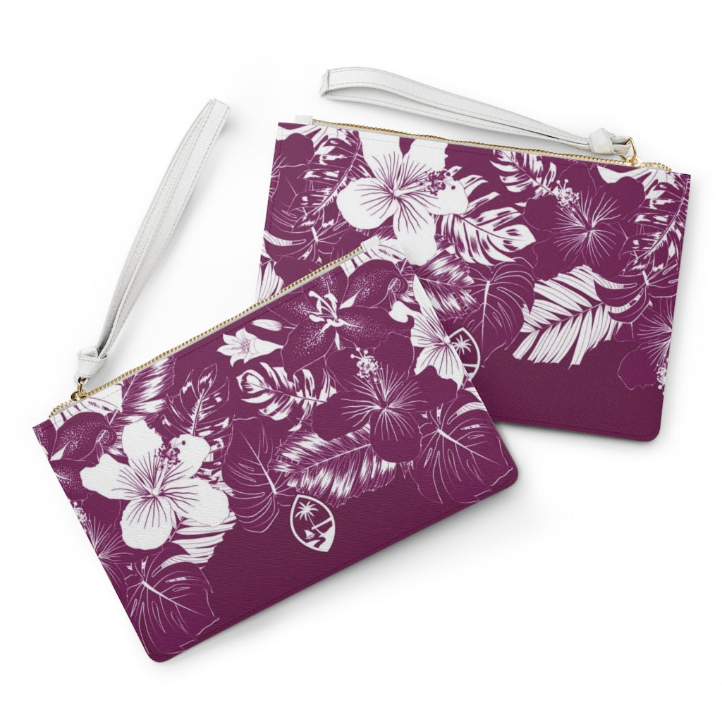Guam Hibiscus Floral Purple Clutch Bag