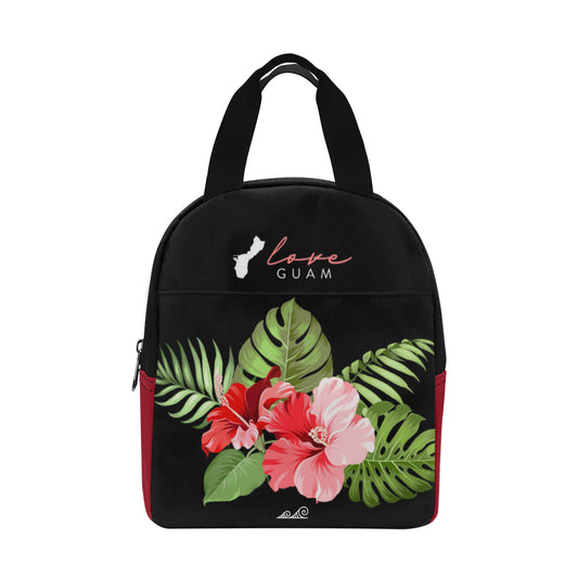 Love Guam Red Hibiscus Zipper Lunch Bag