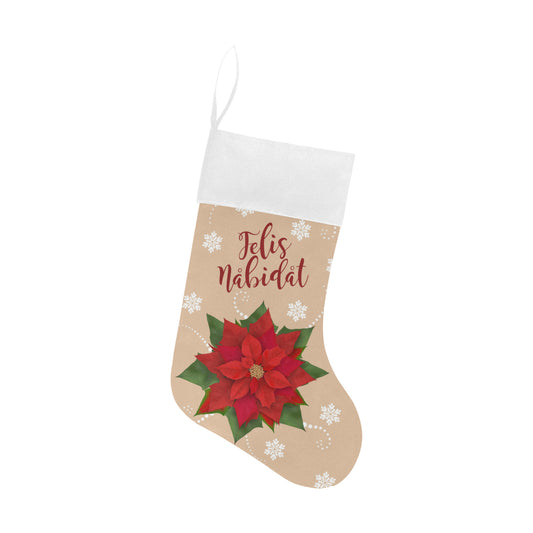 Felis Nabidat Poinsettia Tan Guam CNMI Christmas Stocking Christmas Stocking