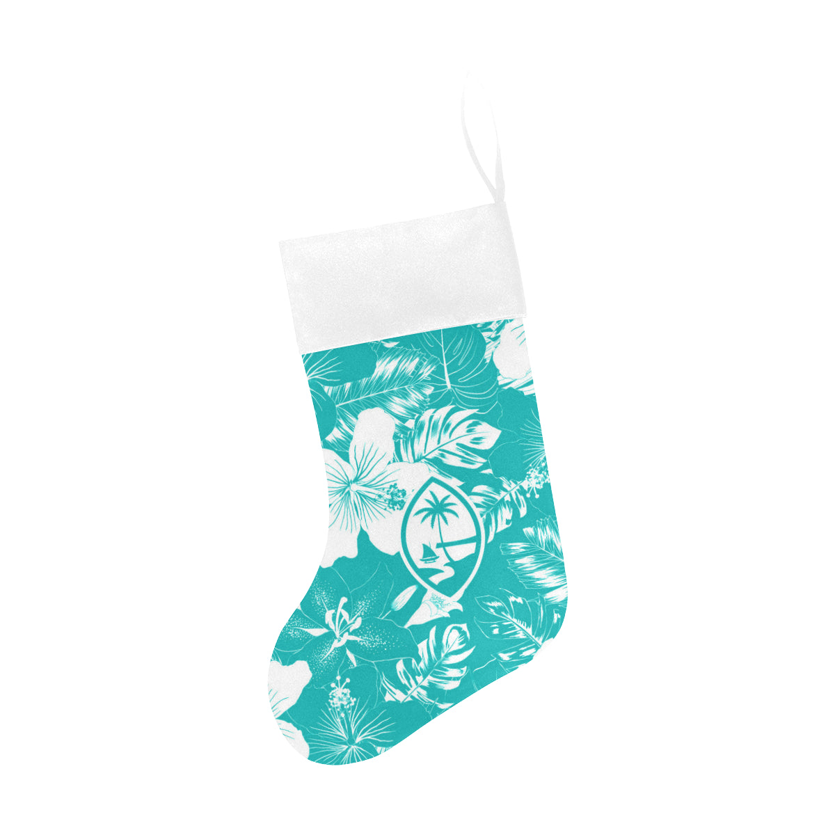 Guam Teal Hibiscus Christmas Stocking