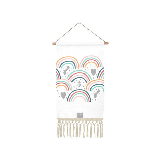 Guam Hearts and Rainbows Linen Hanging Poster
