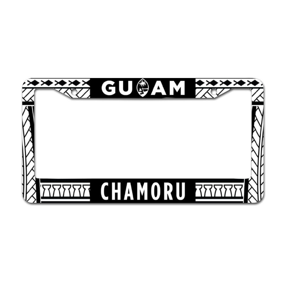 Guam Chamoru Tribal Black Aluminum License Plate Frame