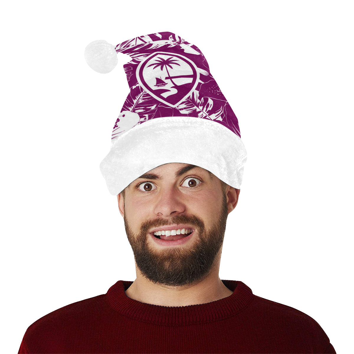 Guam Purple Hibiscus Christmas Santa Hat