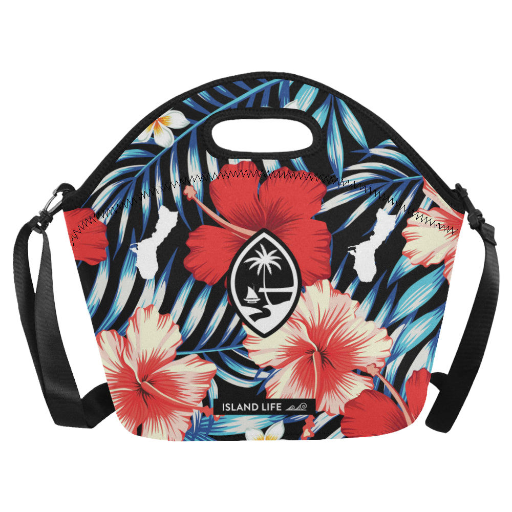 Guam Tropical Floral Neoprene Lunch Bag Large