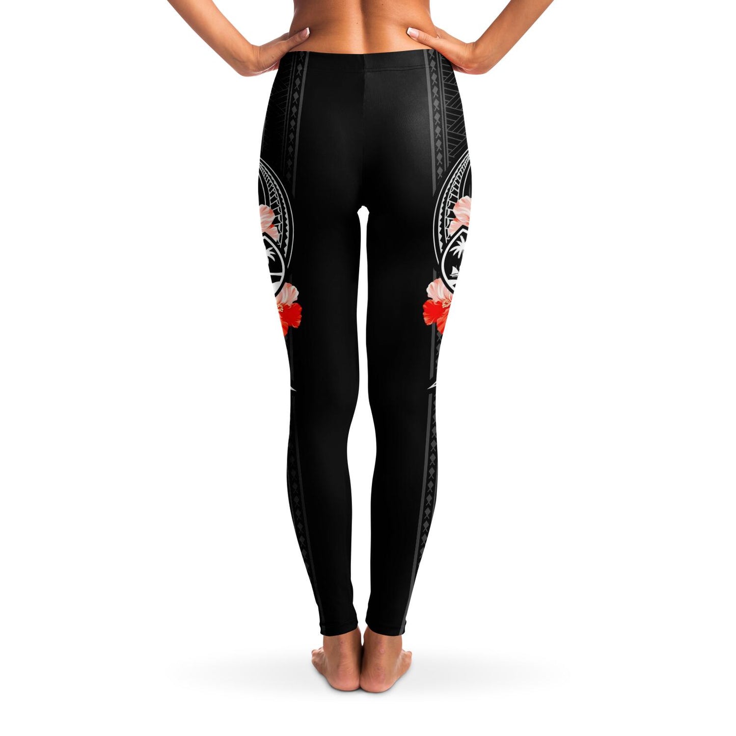 Guam Tribal Red Hibiscus Premium Leggings