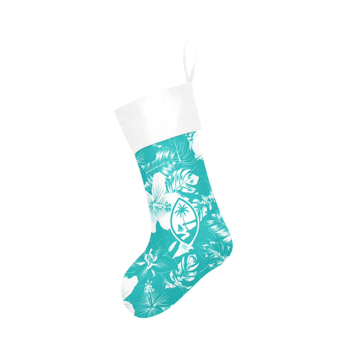 Guam Teal Hibiscus Christmas Stocking