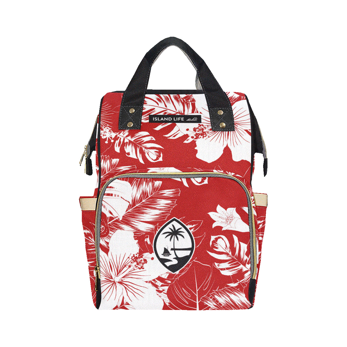 Guam Red Floral Baby Diaper Backpack Bag