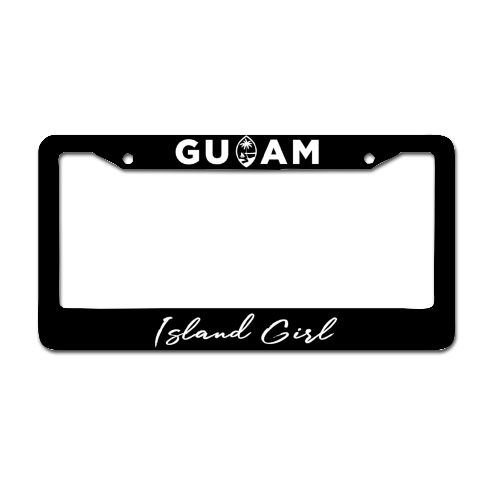 Guam Island Girl Black Aluminum License Plate Frame