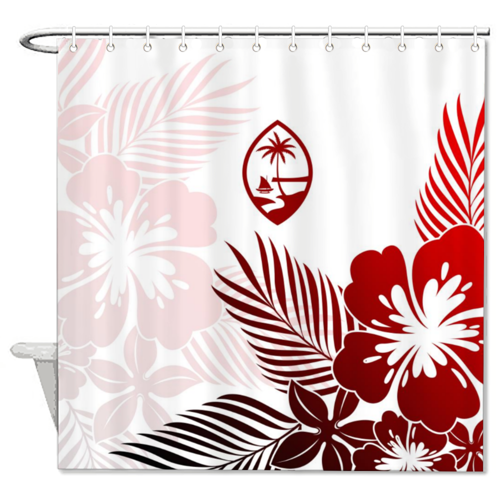 Guam Tropical Hibiscus Red Shower Curtain