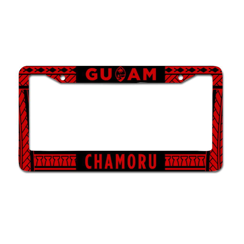 Guam Chamoru Tribal Red Aluminum License Plate Frame