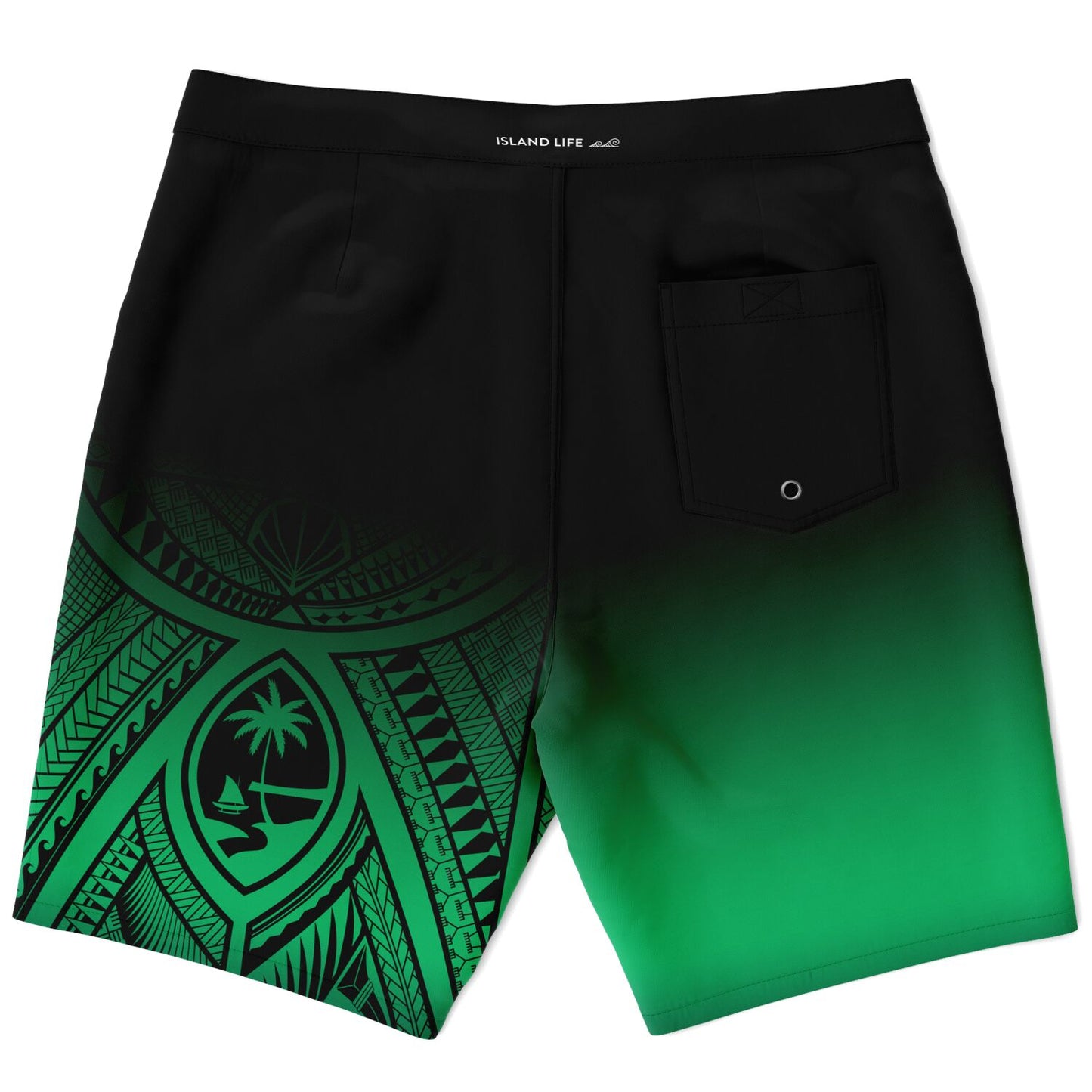 Guahan Tribal Mens Green Board Shorts