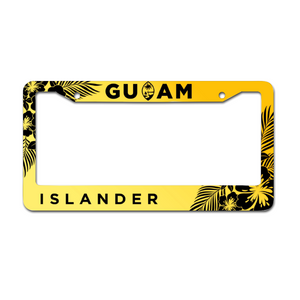 Islander Guam Tropical Hibiscus Yellow Aluminum License Plate Frame