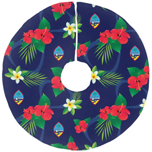 Guam Flag Flowers Christmas Tree Skirt