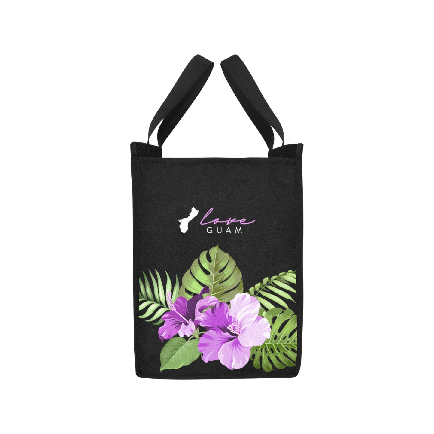 Love Guam Purple Hibiscus Balutan Large Picnic Tote Bag